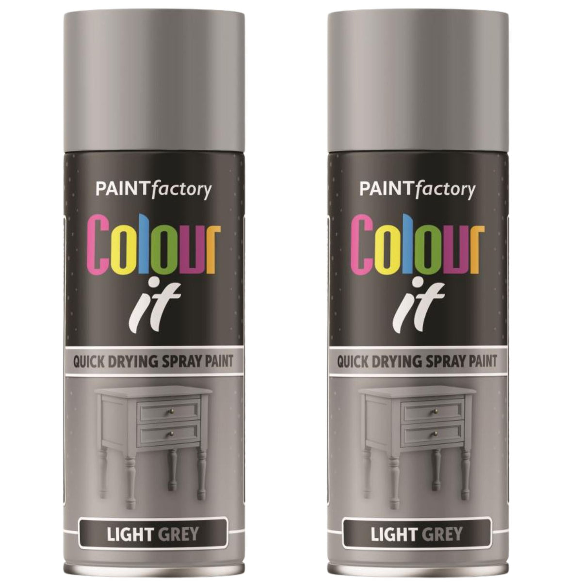 2X Paint Factory Light Grey Gloss Spray Paint 400ml
