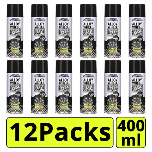 12X - Alloy Wheel Black Matt 400ml