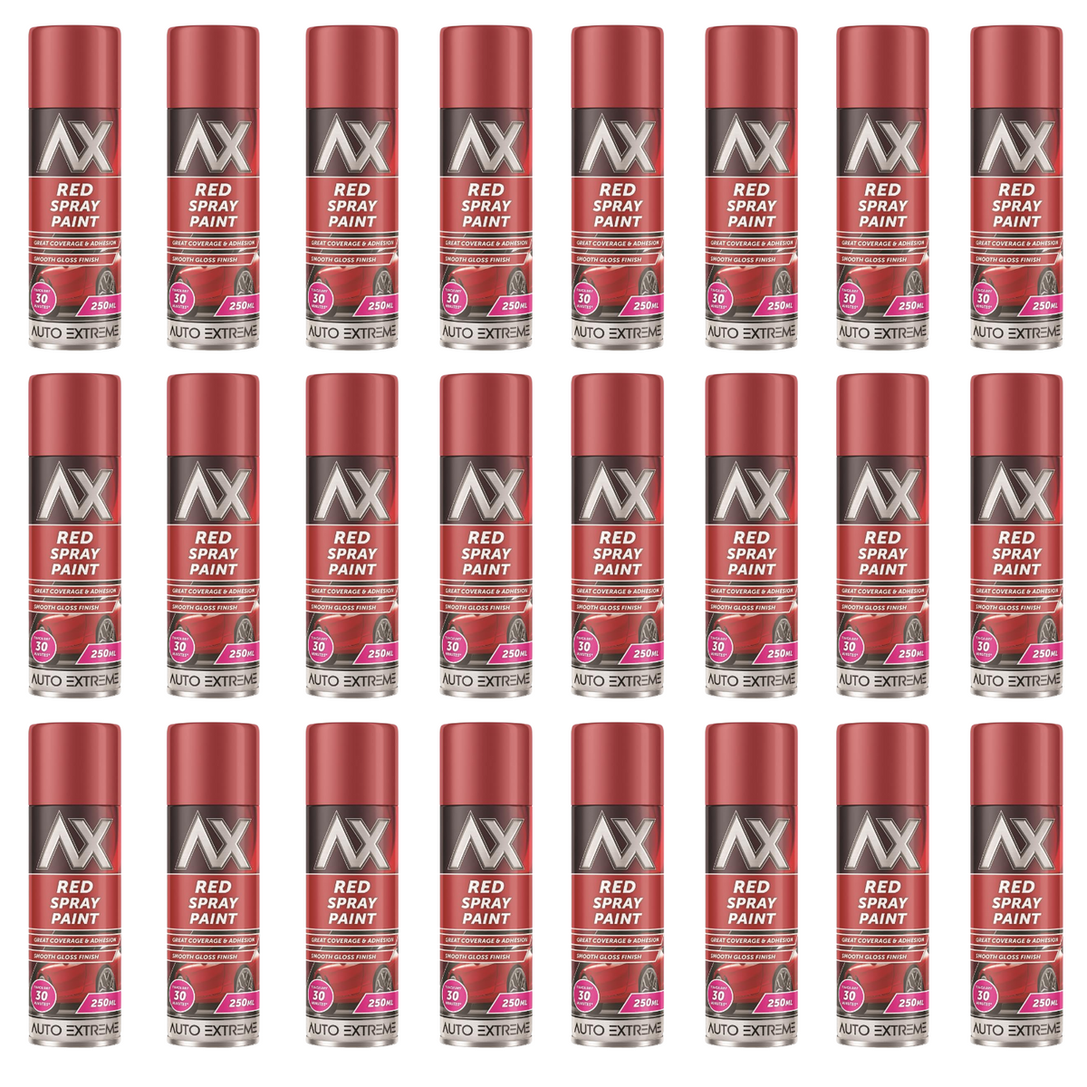 24X - Auto Extreme Red Spray Paint 250ml