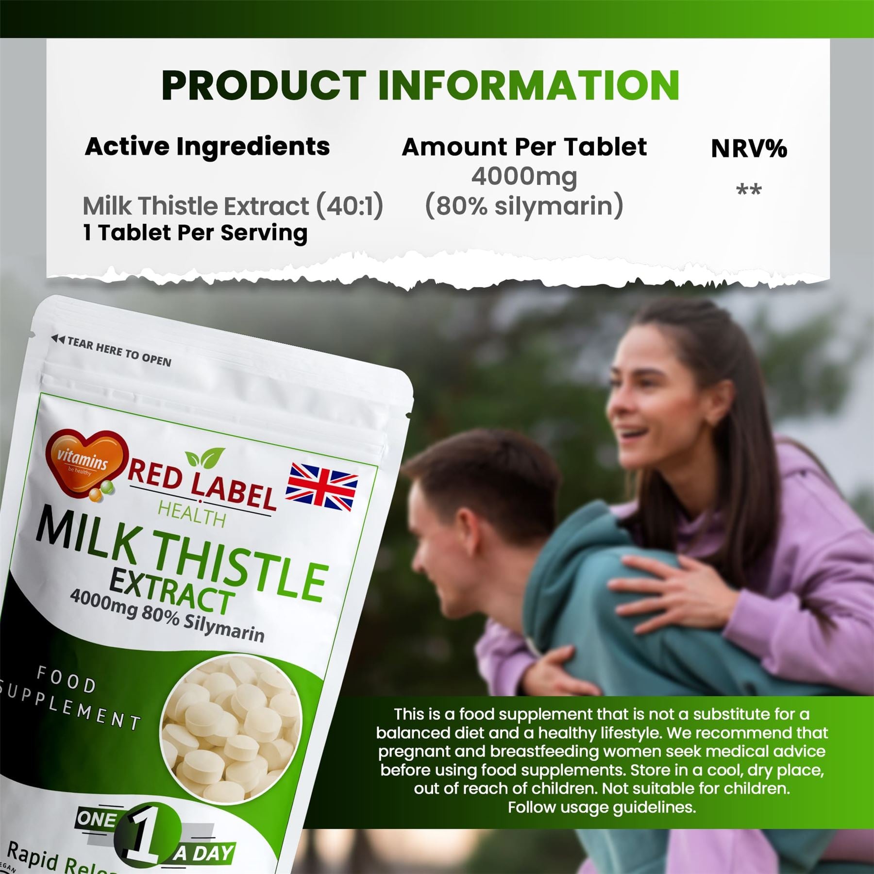 Milk Thistle Extract 4000mg - 60 Tablets Milk Thistle