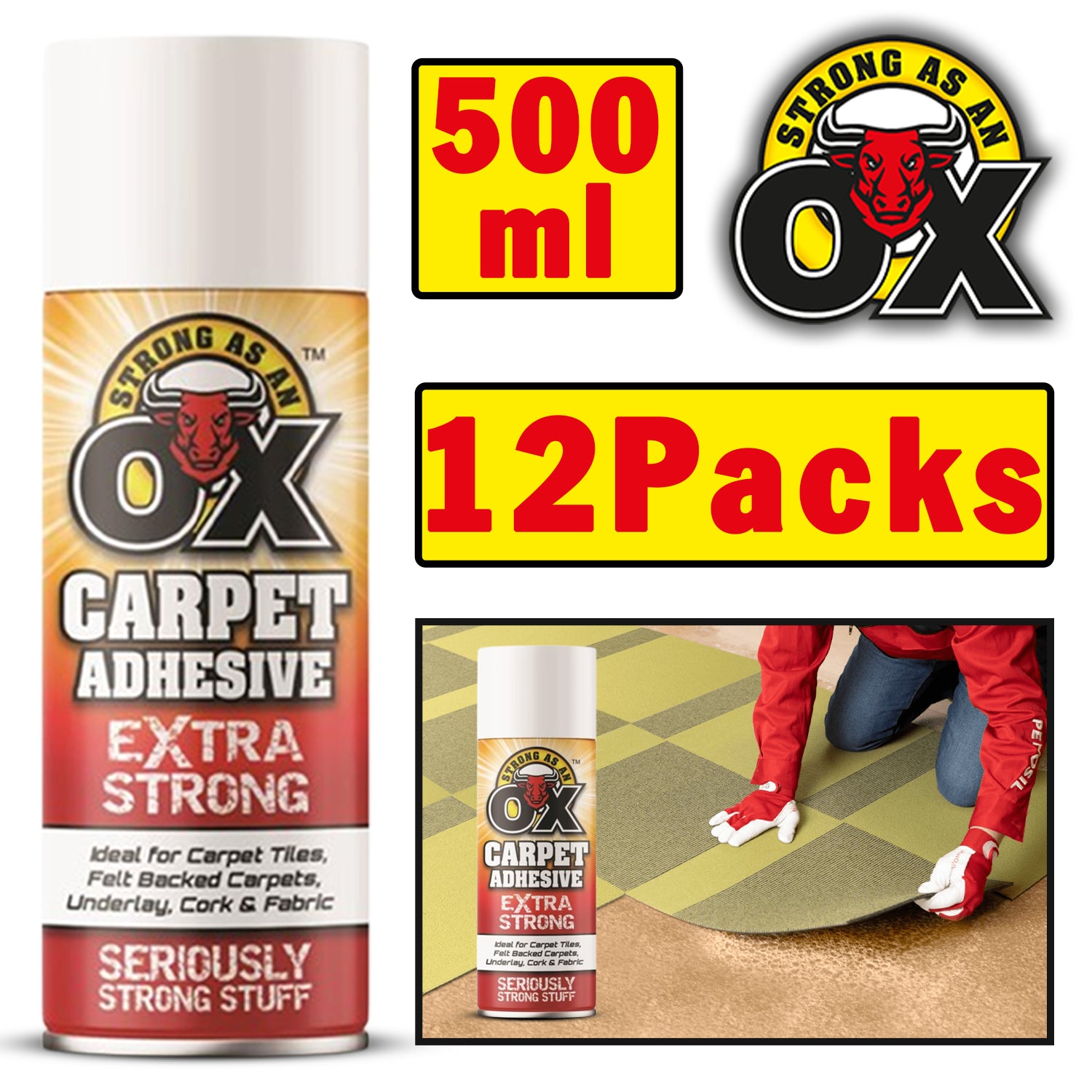 12X Strong As An Ox Carpet Adhesive Spray 500ml