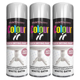 3X Paint Factory White Satin Spray Paint 250ml Spray Paint