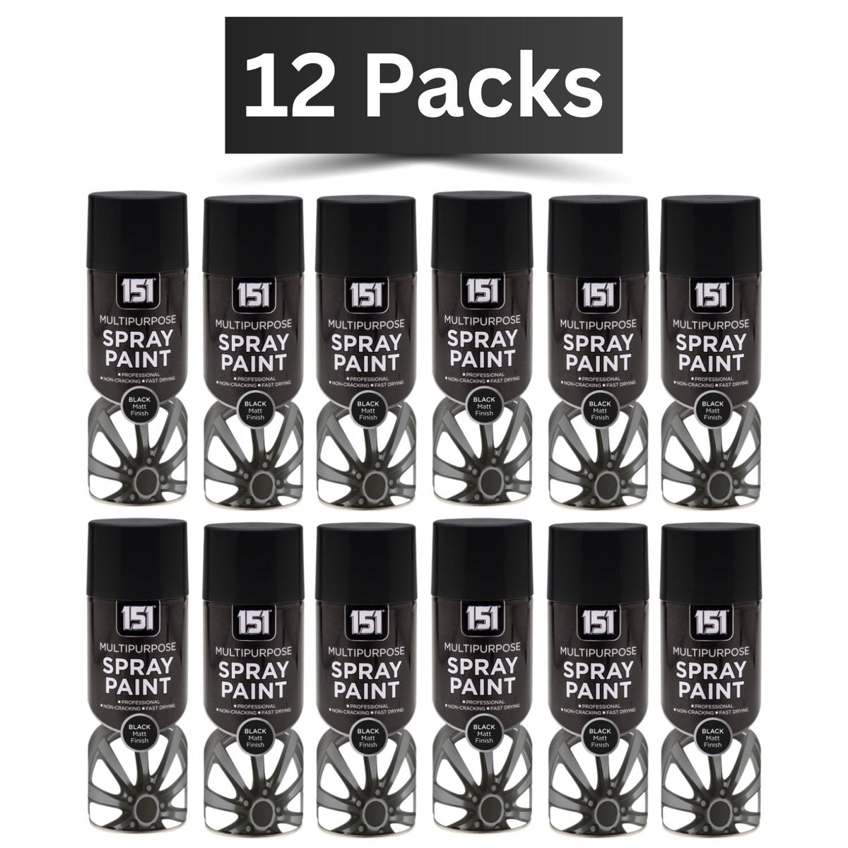 12X 151 Black Matt Spray Paint 400ml