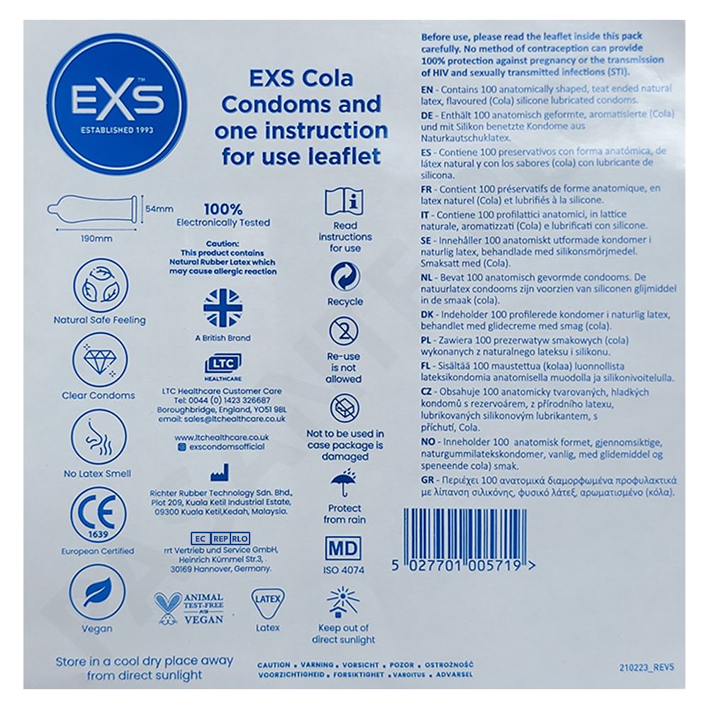 6X EXS Flavoured Latex Condoms Crazy Cola Male Condom