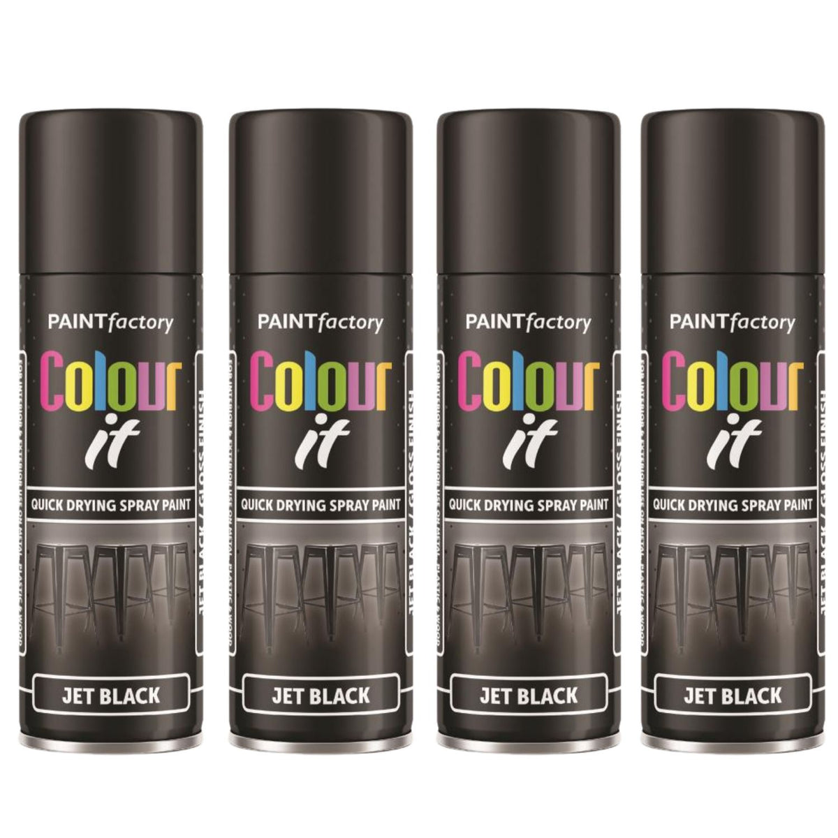 4X Paint Factory Black Gloss 250ml