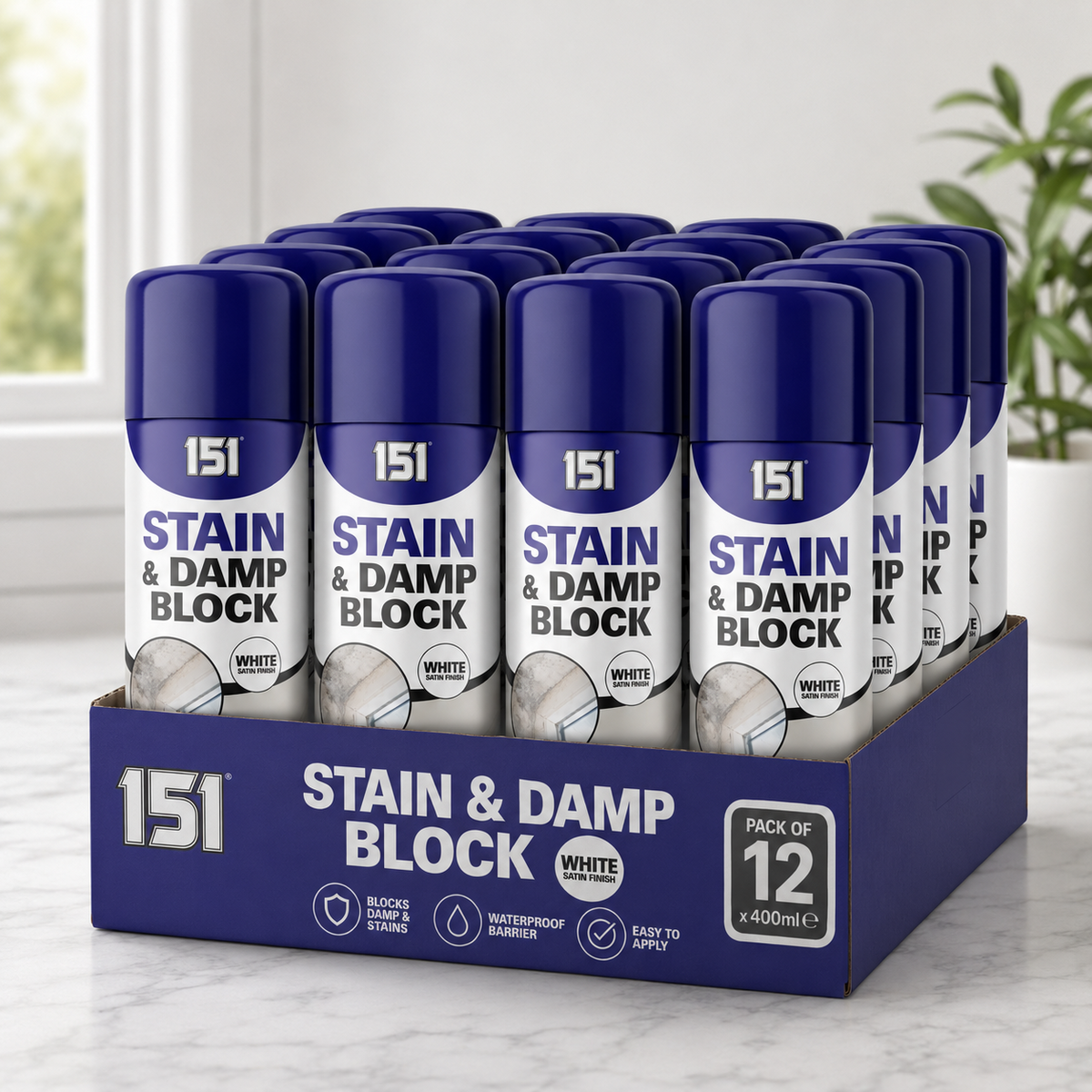 12X 151 Stain & Damp Block White Satin Finish 400ml