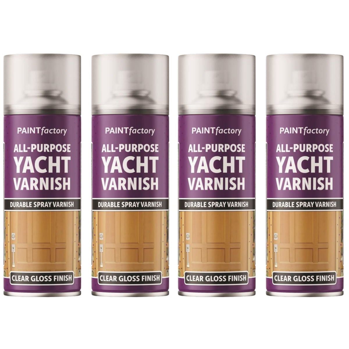 4X Paint Factory Clear Yacht Varnish Spray 400ml