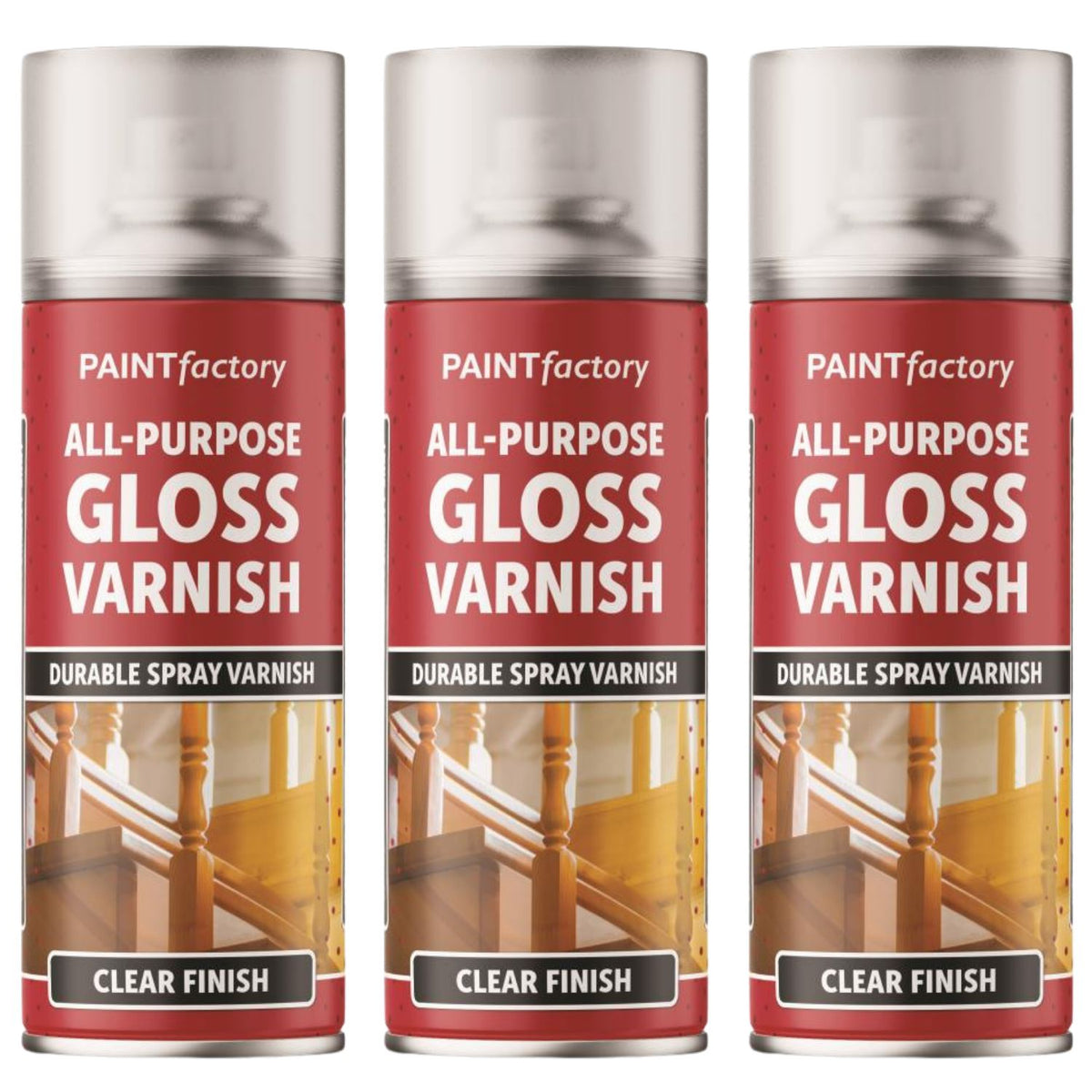 3X Paint Factory Clear Gloss Varnish Spray 400ml