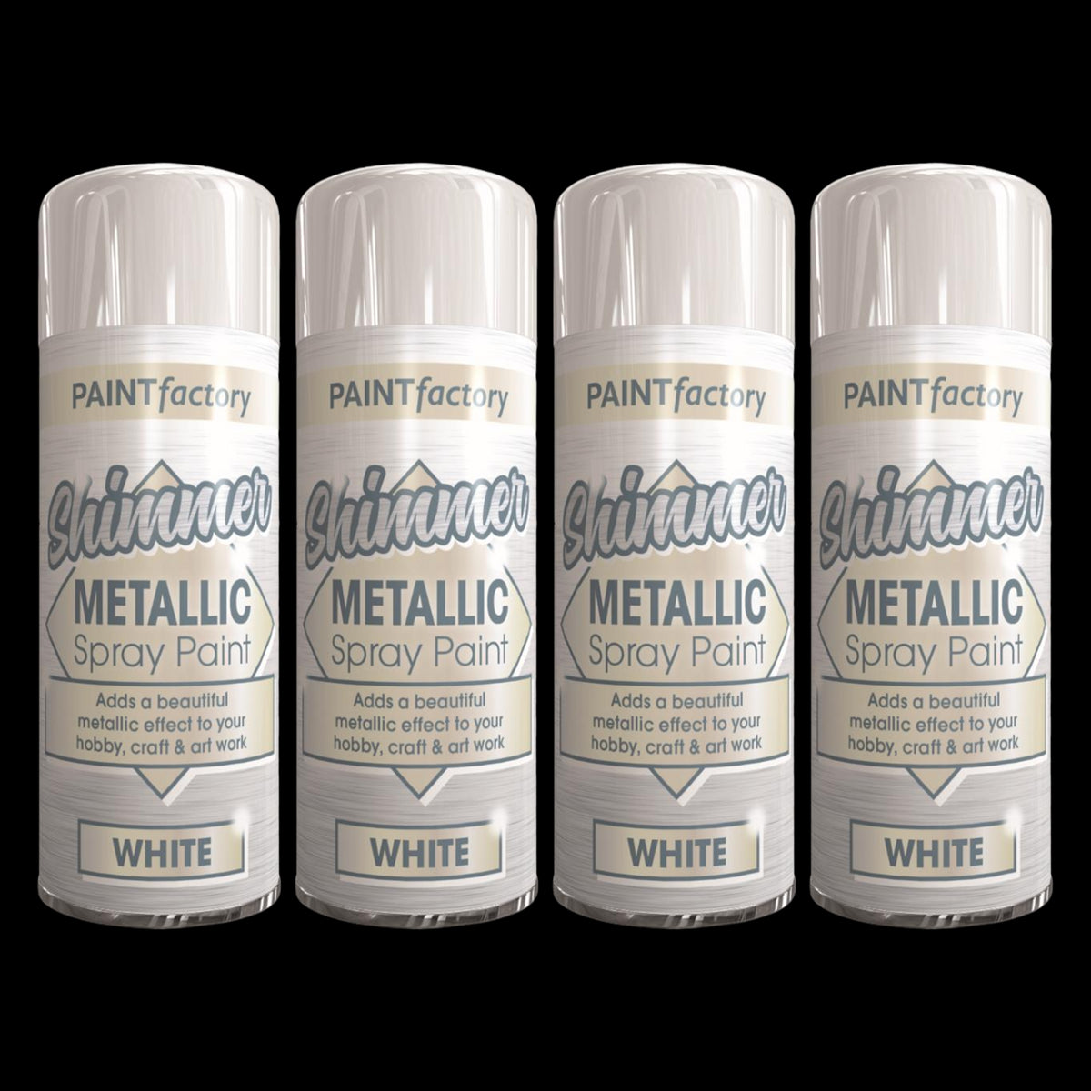 4X Paint Factory White Metallic Spray Paint 200ml