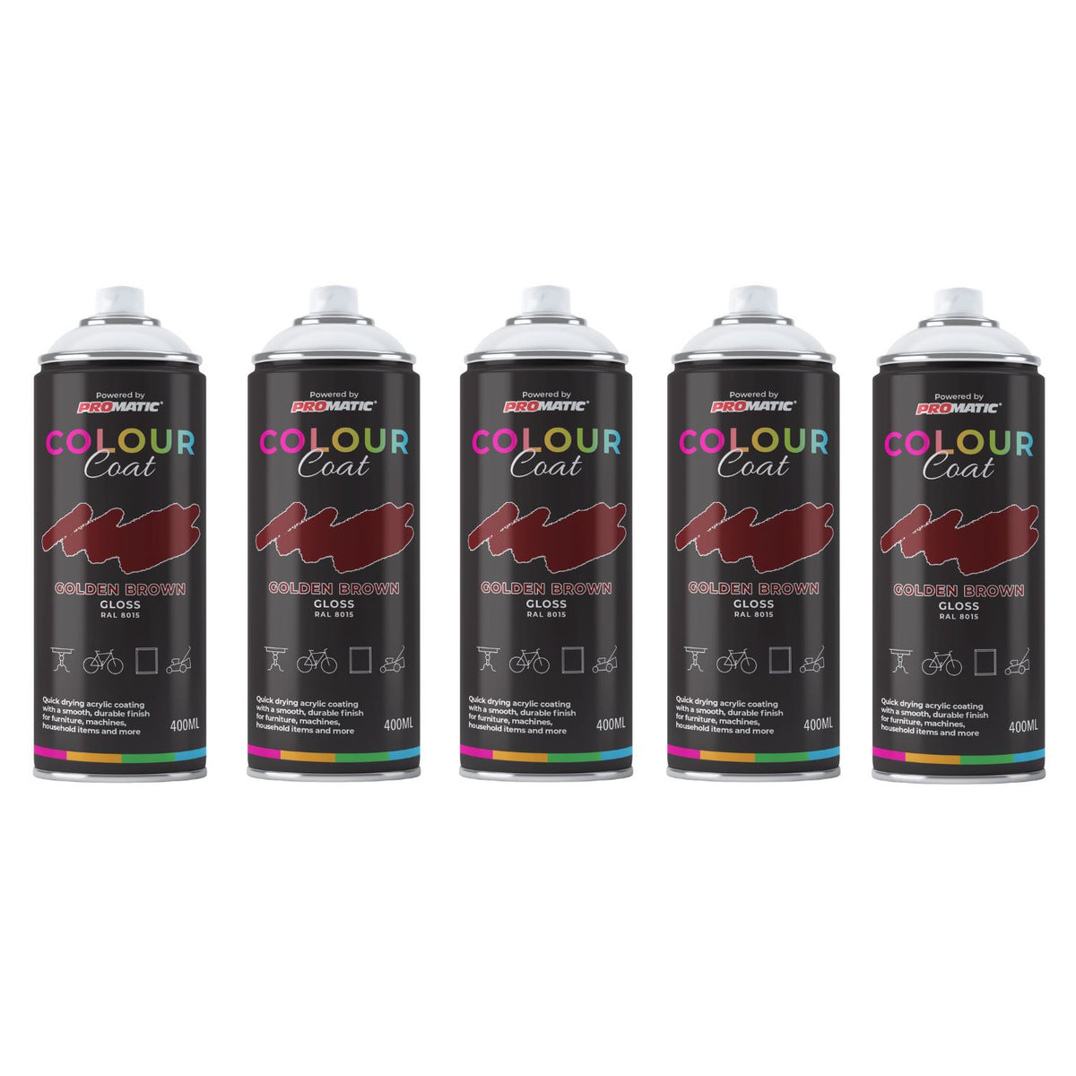5X Golden Brown RAL 8015 Gloss Spray Paint 400ml