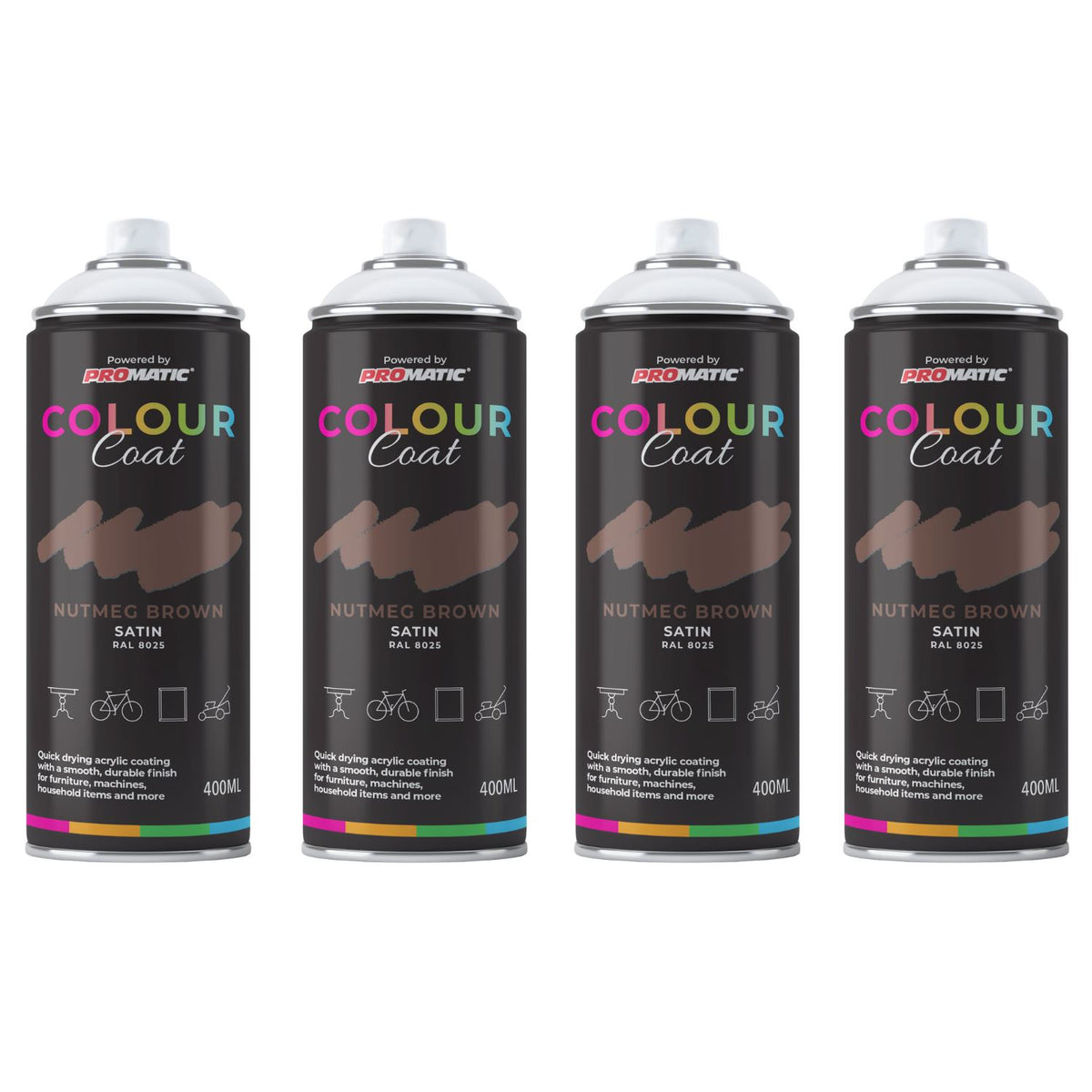 4X Nutmeg Brown RAL 8025 Satin Spray Paint 400ml