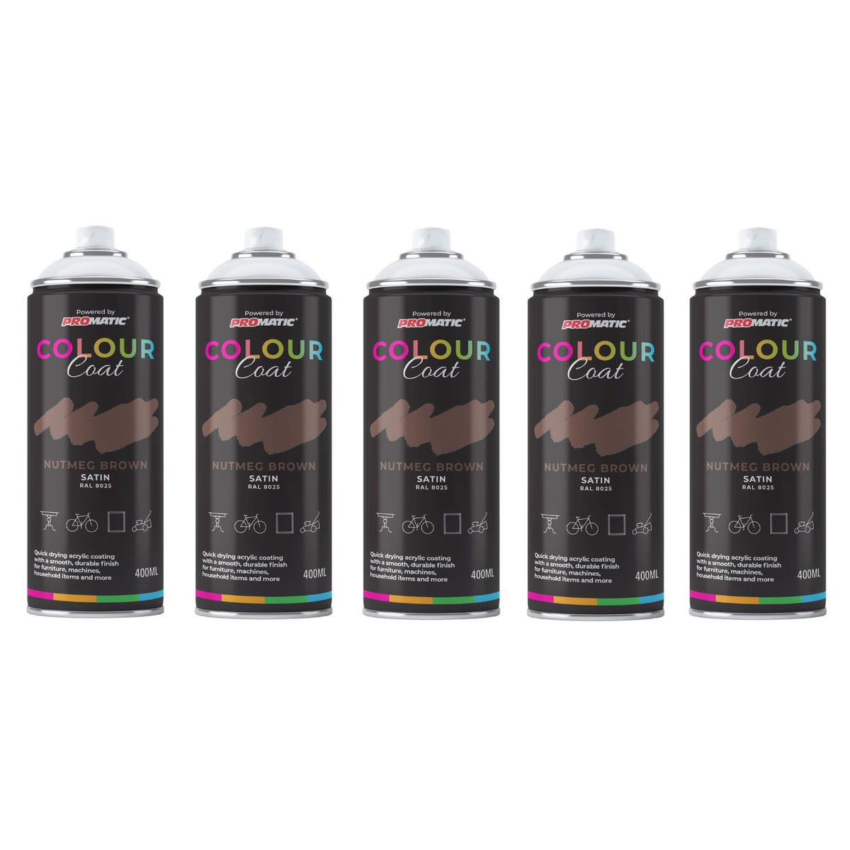 5X Nutmeg Brown RAL 8025 Satin Spray Paint 400ml