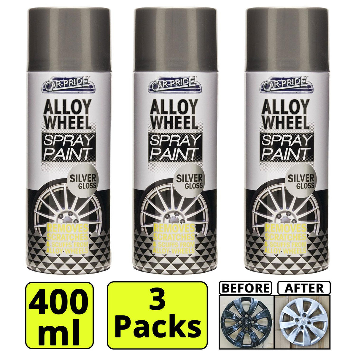 3X - Alloy Wheel Spray Silver Gloss 400ml