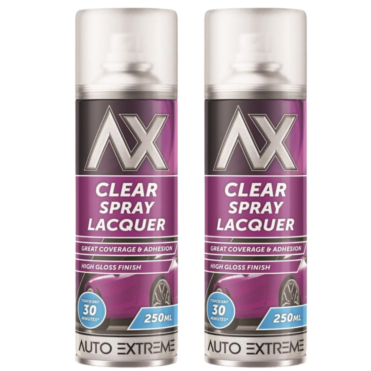 2X Auto Extreme Clear Lacquer Spray Paint 250ml