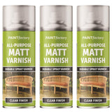 3X Paint Factory Clear Matt Varnish Spray 400ml