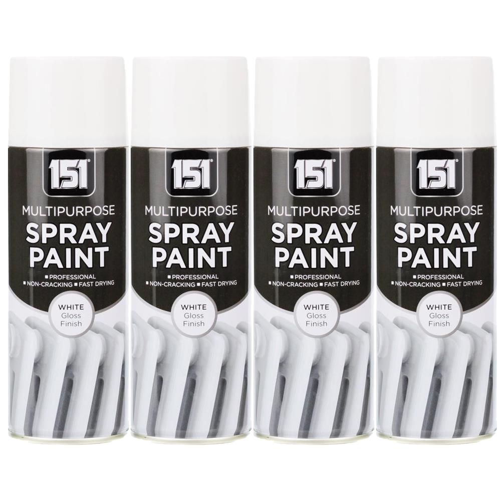 4X 151 White Gloss Spray Paint 400ml Spray Paint