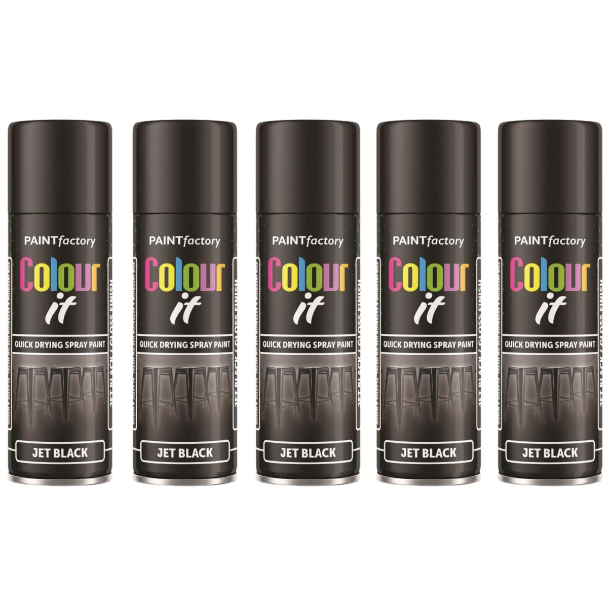 5X Paint Factory Black Gloss 250ml