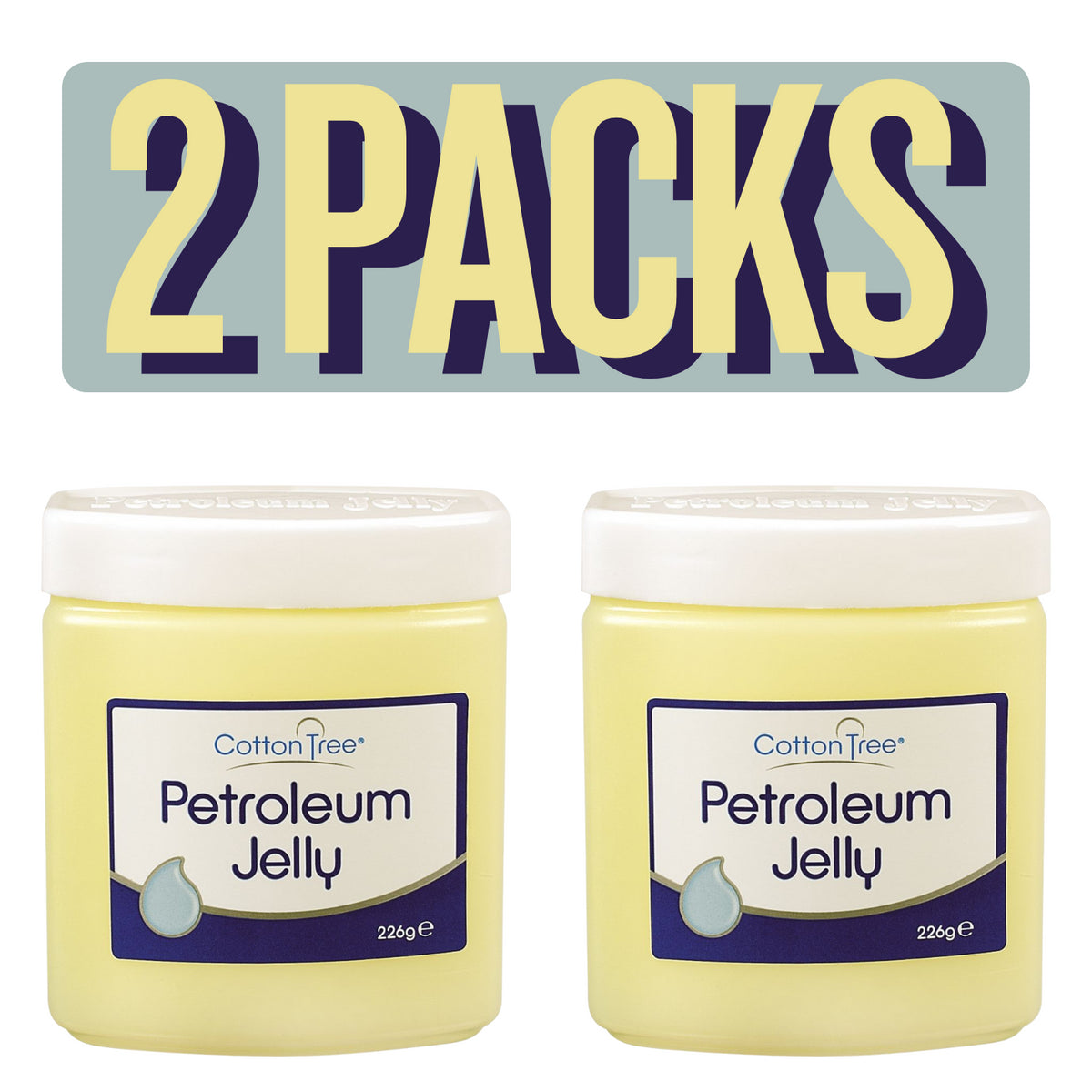 2X Cotton Tree Original Petroleum Jelly Pot Dry Skin Protection Burns Chapping 226g