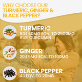 Turmeric with Black Pepper & Ginger 180 Tablets - 2620mg