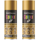 2X Paint Factory All Purpose Gold Metallic Spray Paint 200ml