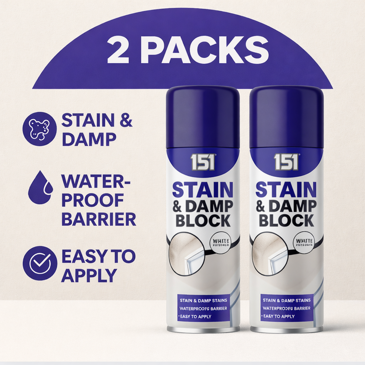 2X 151 Stain & Damp Block White Satin Finish 400ml