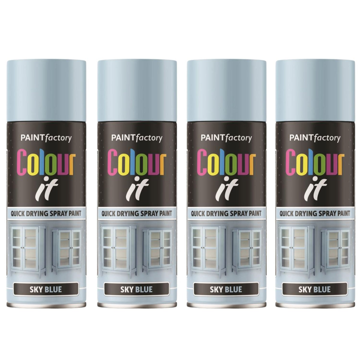 4X Paint Factory Sky Blue Gloss Spray Paint 400ml
