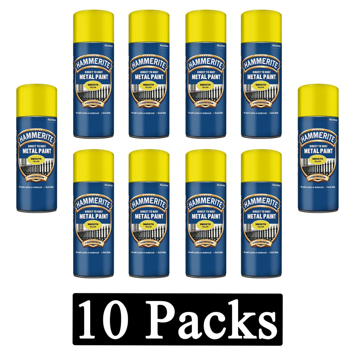 10X Hammerite Smooth Yellow Spray Paint 400ml Spray Paint