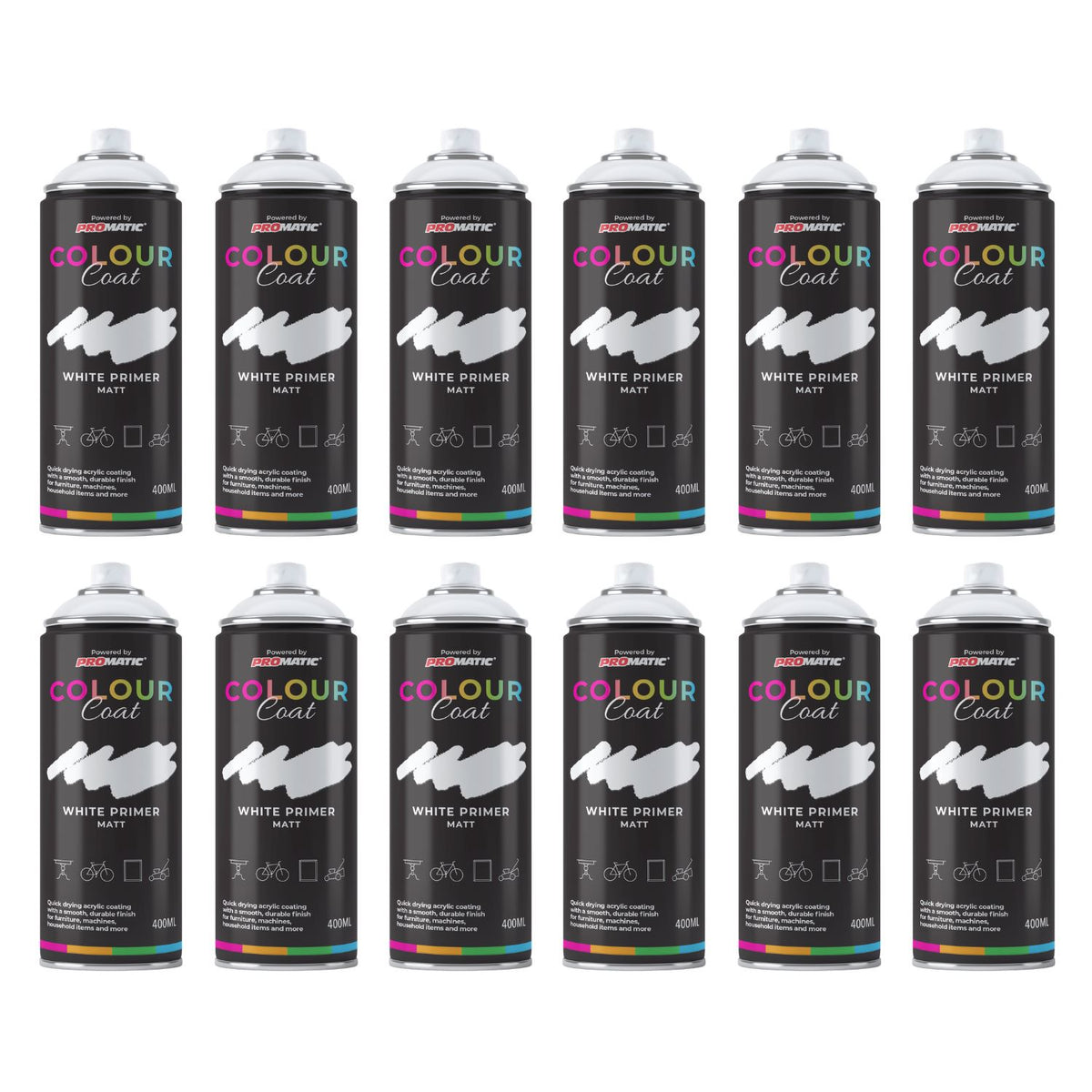 12X White Primer Matt Spray Paint 400ml