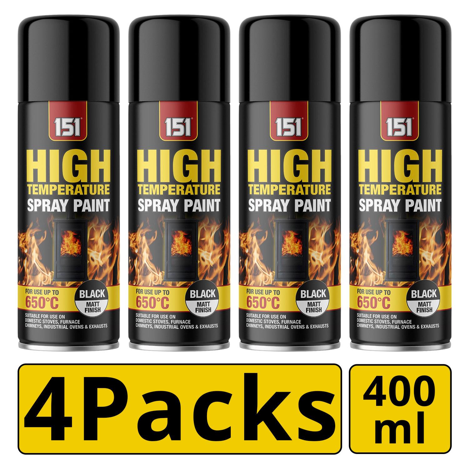4X 151 Matt Black High Temp 650�C 400ml Spray Paint