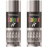 2X Paint Factory Chrome Effect Gloss Spray Paint 400ml