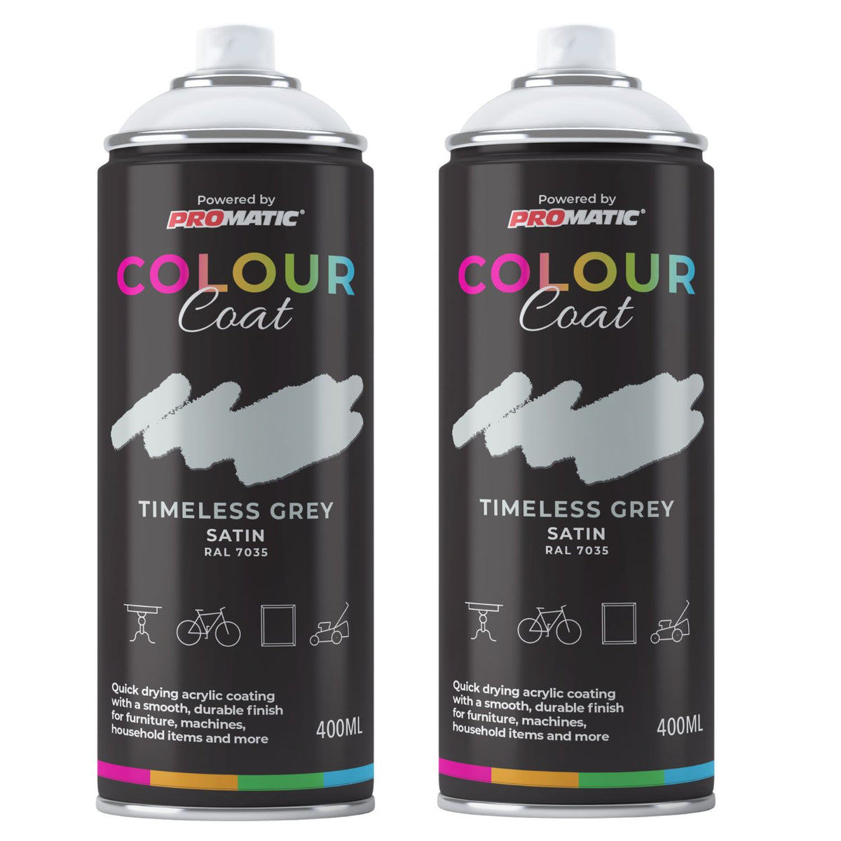 2X Timeless Grey RAL 7035 Satin Spray Paint 400ml