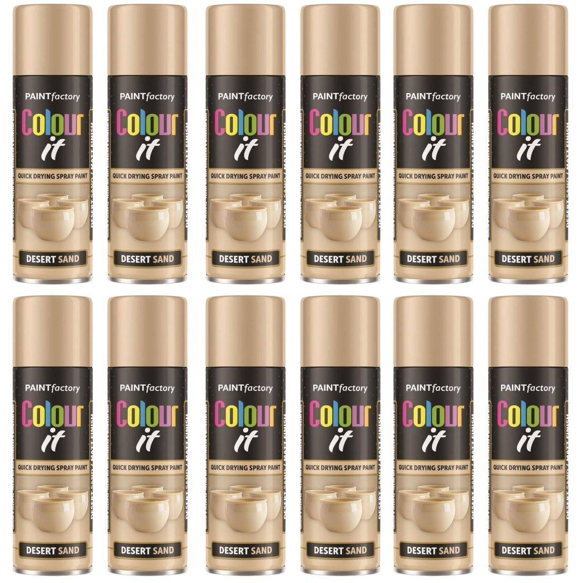 12X Paint Factory Desert Sand Matt Spray Paint 250ml