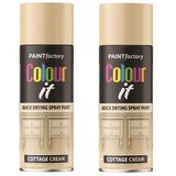 2X Paint Factory Cottage Cream Gloss Spray Paint 400ml