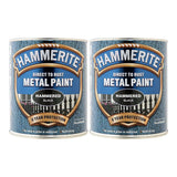 2X Hammerite Hammered Black Paint 750ml Tin Paint