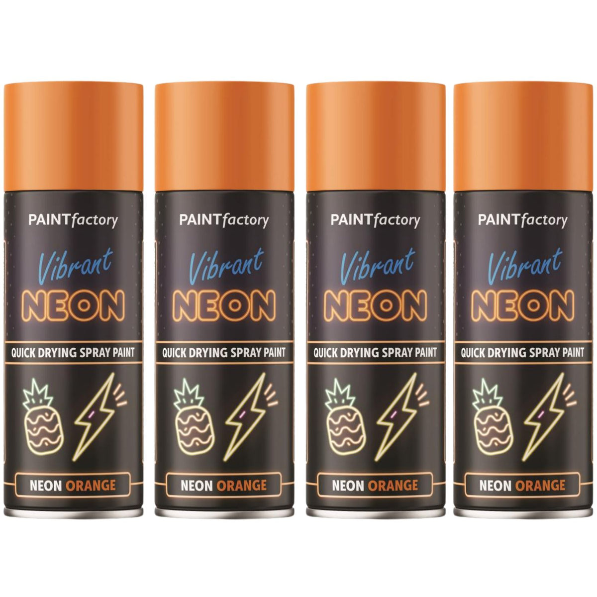 4X Paint Factory Neon Orange Spray Paint 400ml