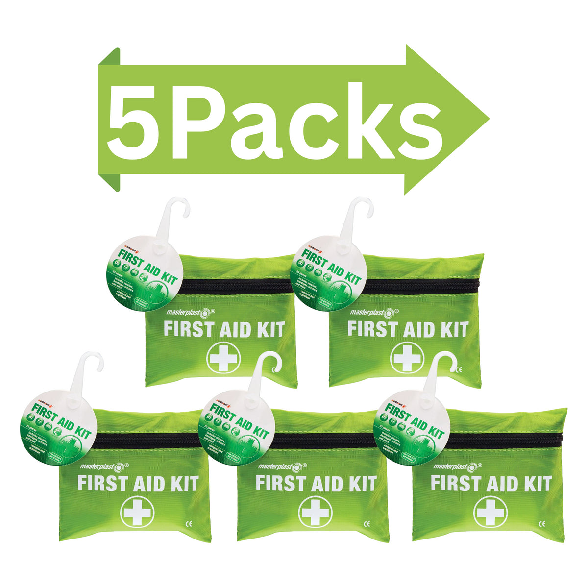 5X Masterplast Mini First Aid Kit 24 Piece Medical Pouch Portable Travel Car Kit