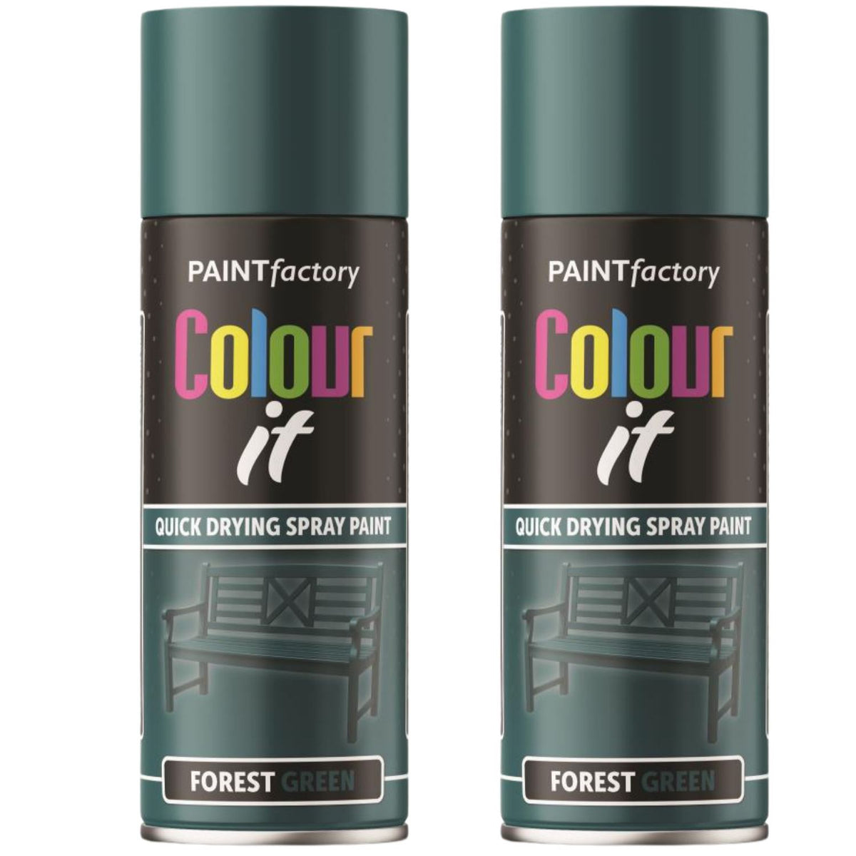 2X Paint Factory Forest Green Gloss Spray Paint 400ml