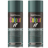 2X Paint Factory Forest Green Gloss Spray Paint 400ml