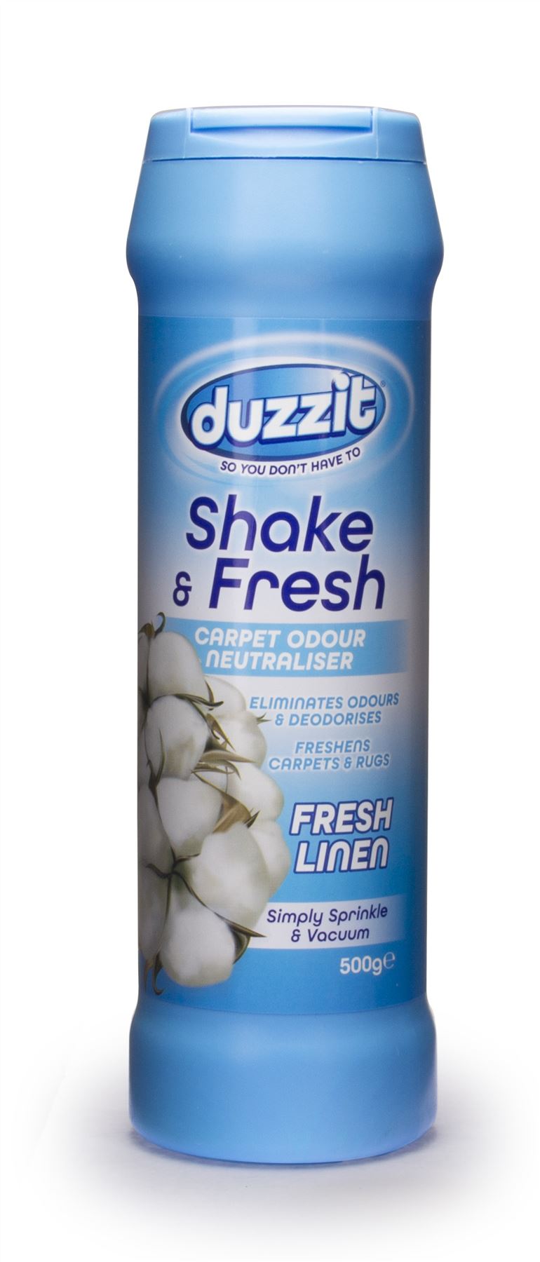 1X Duzzit Shake & Fresh Carpet Odour Neutraliser Fresh Linen 500g
