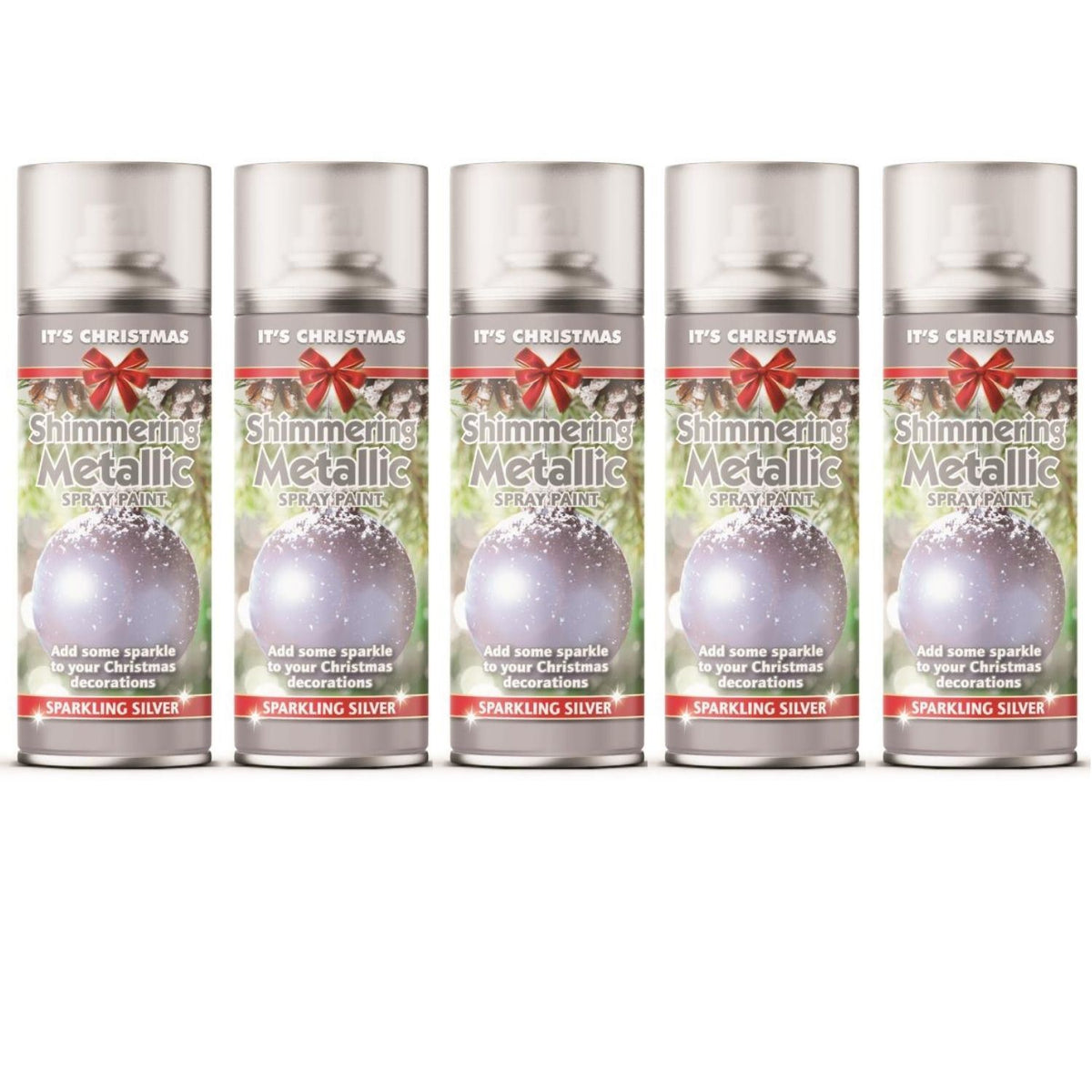 5X - Rapide Christmas Metallic Silver 200ml Spray Paint