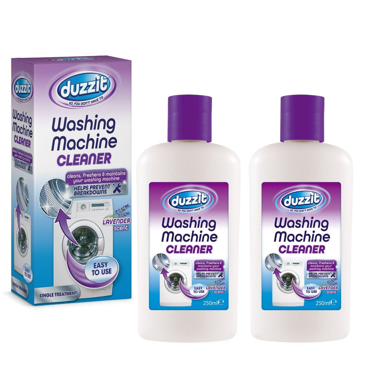 2X - Duzzit Washing Machine Cleaner Lavender 250ml