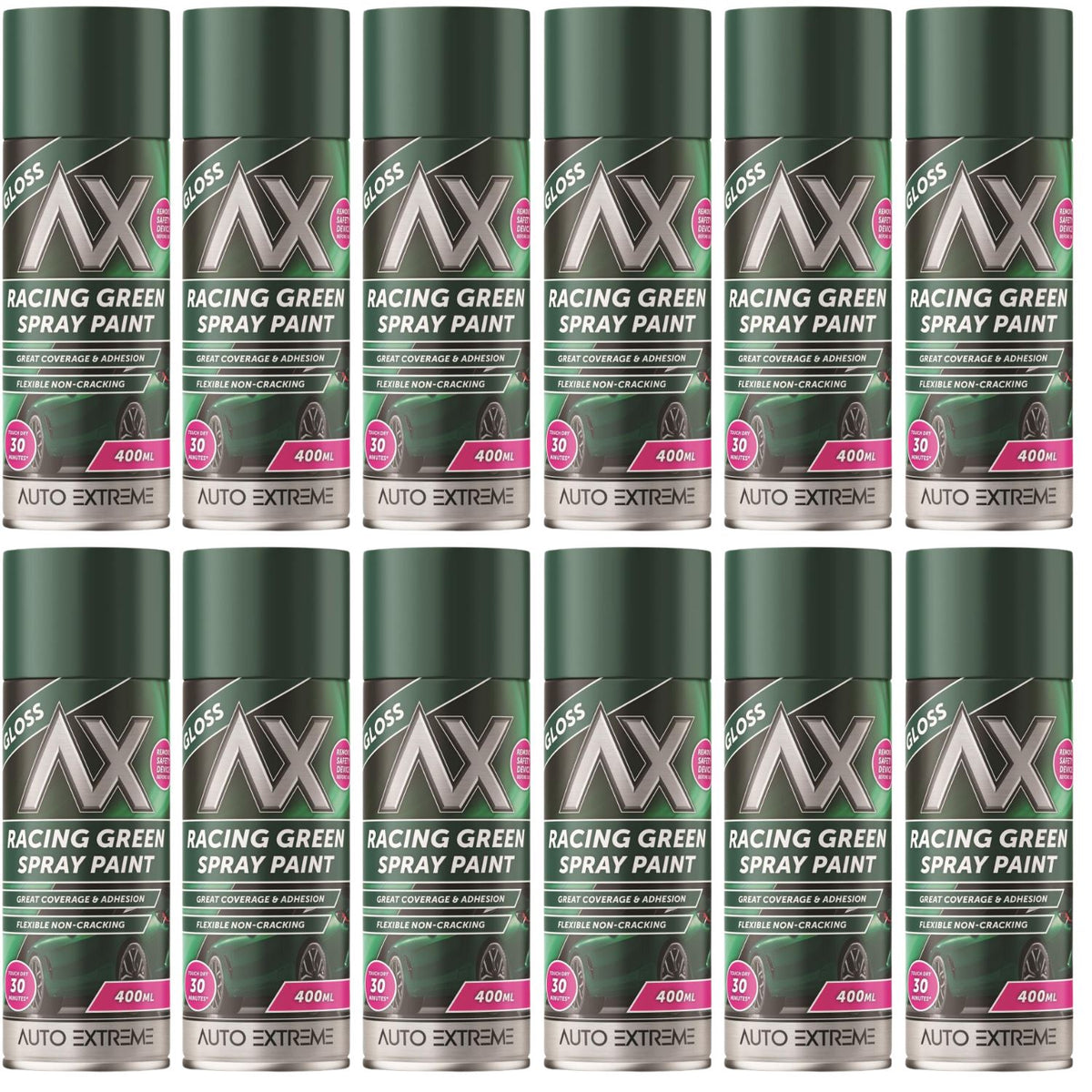12X Auto Extreme Racing Green Spray Paint 400ml