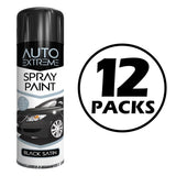 12X Auto Spray Black Satin Spray Paint 250ml