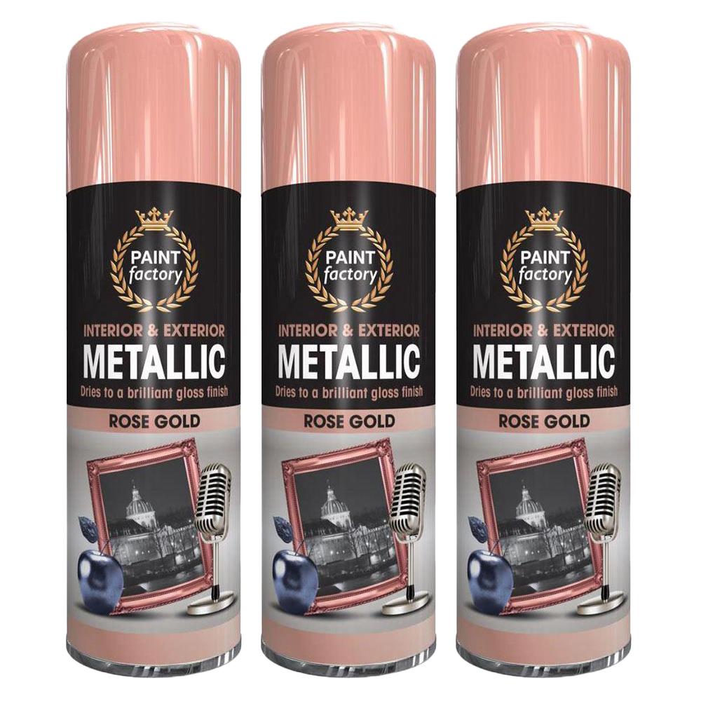 3X Paint Factory Rose Gold Metallic Spray Paint 400ml Spray Paint