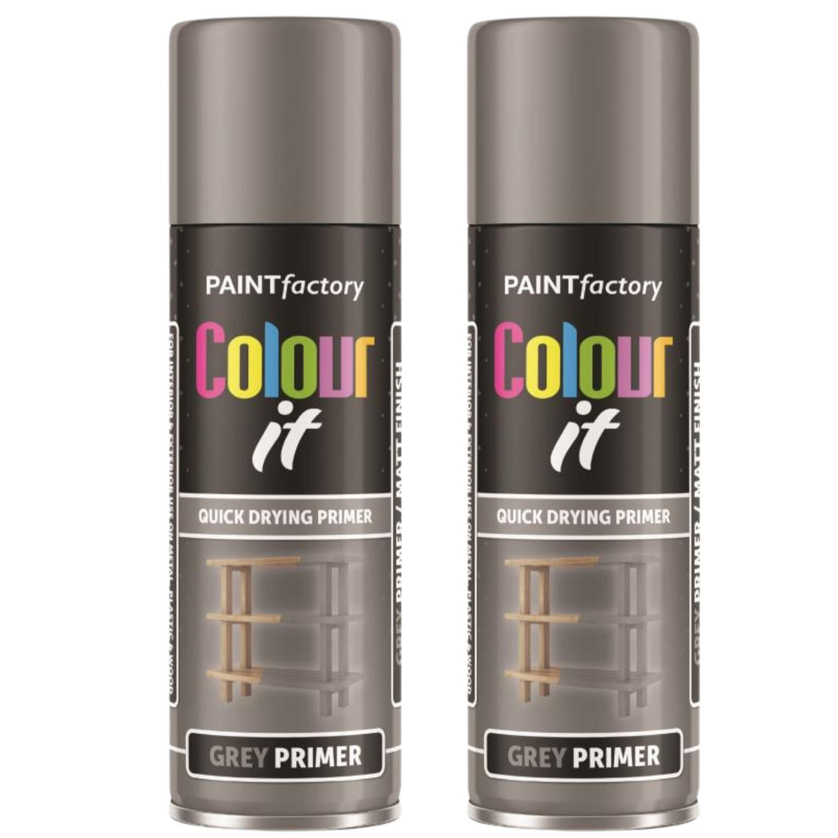 2X Paint Factory Grey Primer Spray 250ml