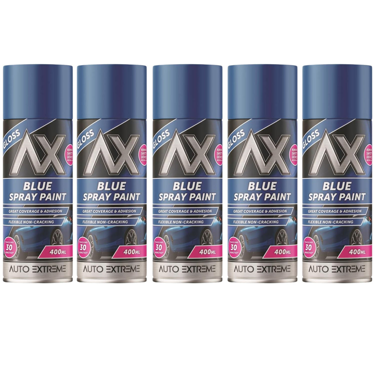 5X Auto Extreme Blue Gloss Spray Paint 400ml