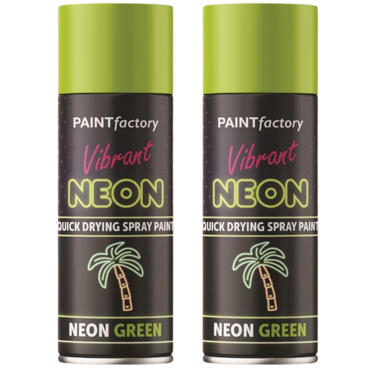 2X Paint Factory Fluorescent Neon Green Spray Paint 200ml