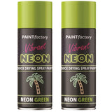 2X Paint Factory Fluorescent Neon Green Spray Paint 200ml