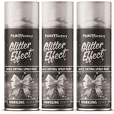 3X - Paint Factory Silver Glitter Effect Spray Paint 400ml