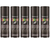 5X Paint Factory Black Satin Spray Paint 250ml